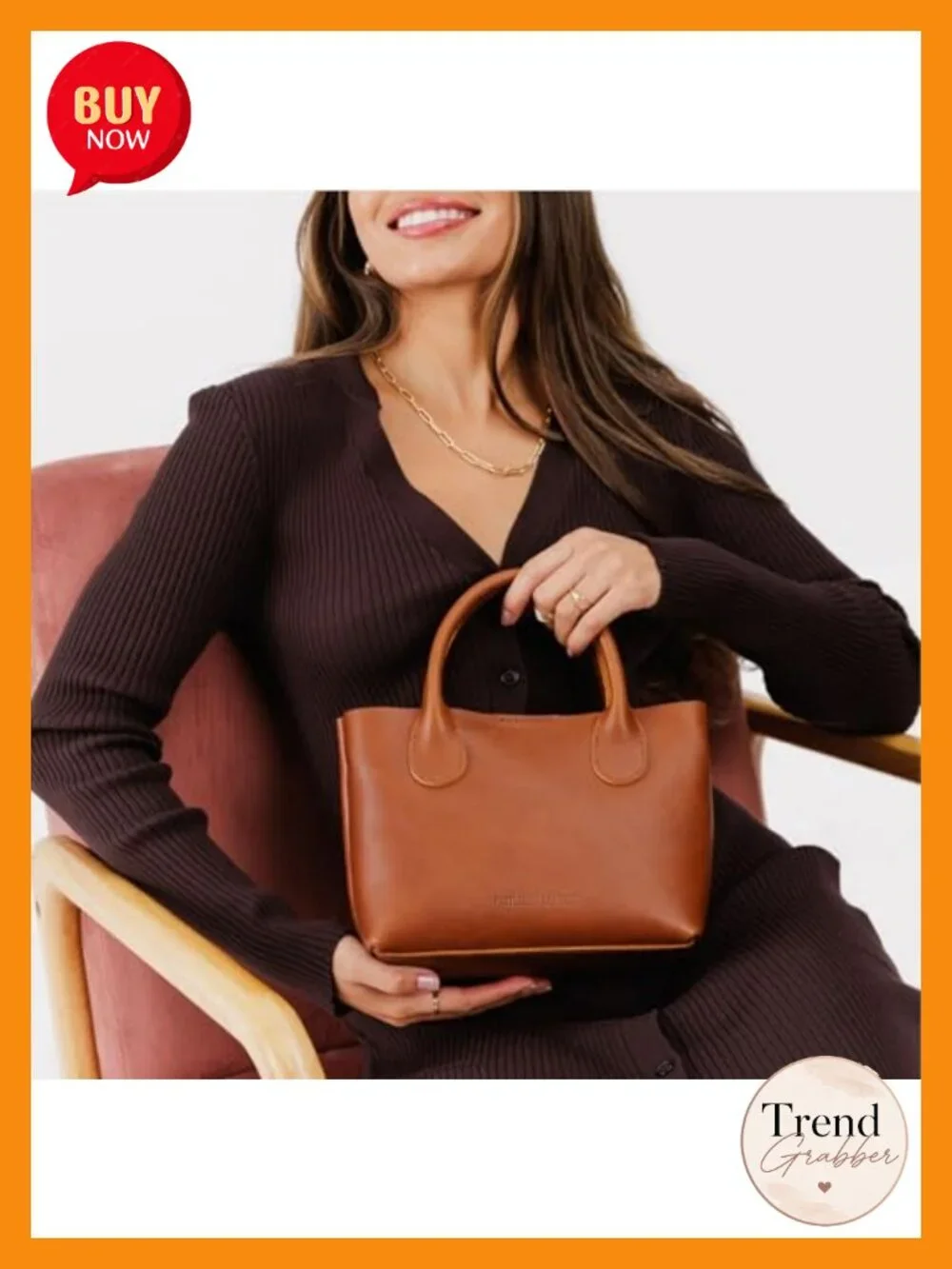 Full-Grain Leather Crossbody Bag with Handles